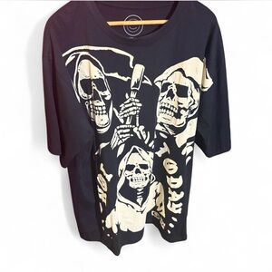 Men's Black Graphic Tee with Skeleton Design